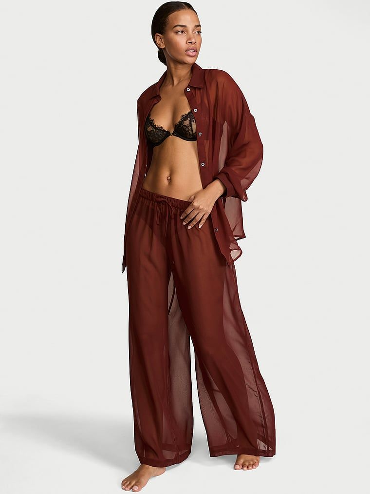 Victoria's Secret Spodnie z szyfonu do spania