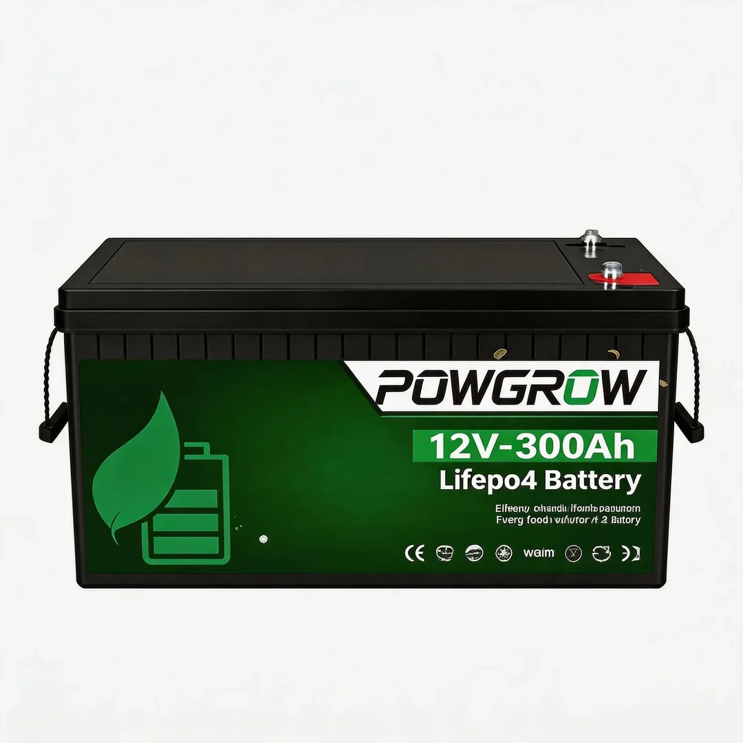 POWGROW 24V 100AH 12V 300AH Bateria LiFePO4 z wbudowanym BMS, szczytowa moc 6000+, głęboki cykl, 1280Wh 3840Wh do kamperów, RV, instalacji solarnych off-grid
