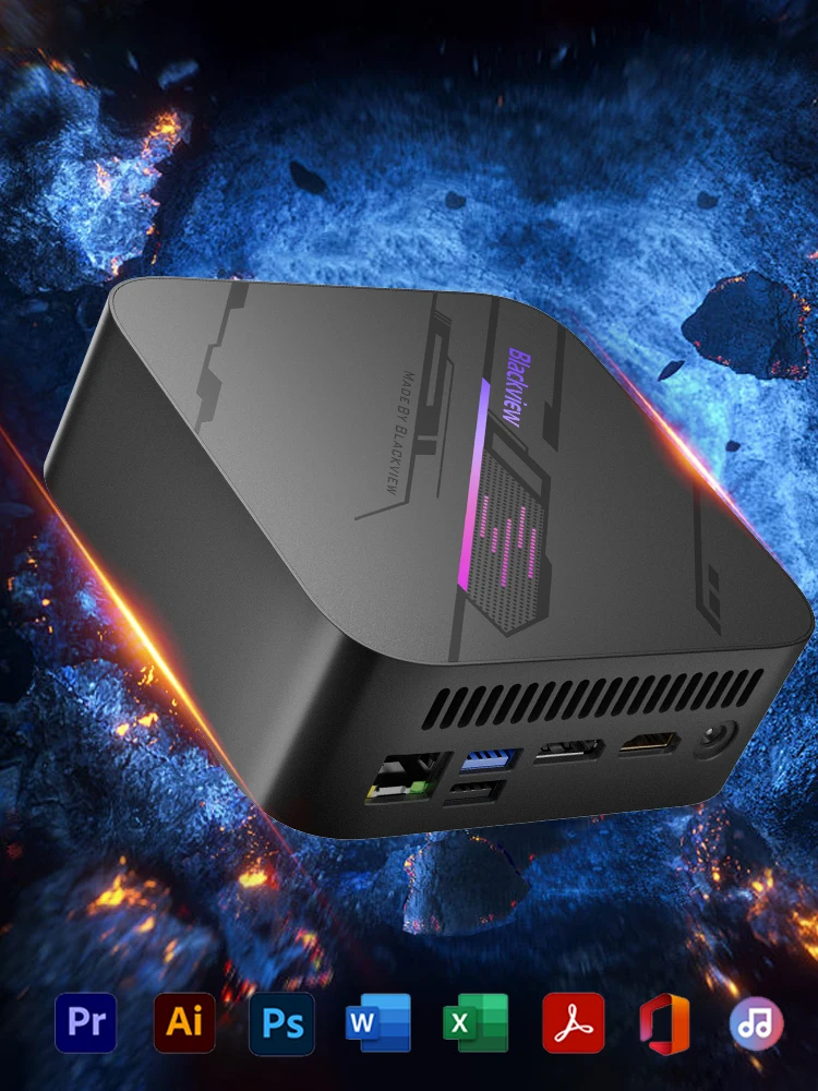 Blackview MP100 Mini PC 7430U 16GB DDR4 512GB SSD WiFi 6 Windows 11 Pro AMD 6-rdzeniowy 12-wątkowy Mini Komputer BT5.2