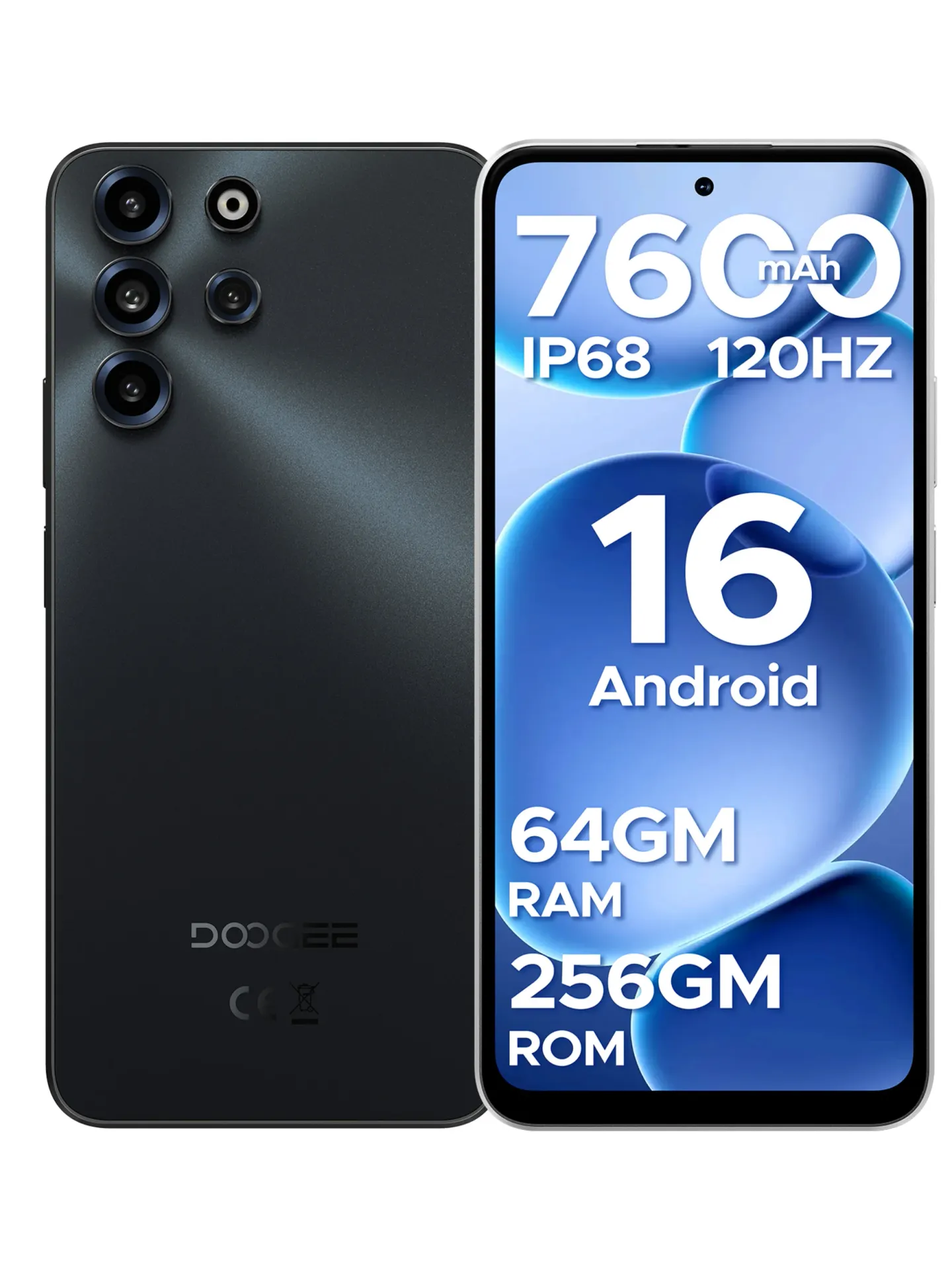 Smartfon DOOGEE B10 Pro 64GB+256GB 6,63” FHD 120Hz Wyświetlacz IP68 Helio G100 Bateria 7600mAh Aparat 64MP Android 16 NFC VIP Edition Gray