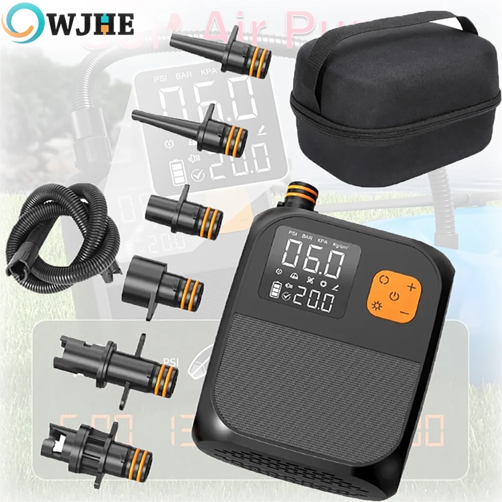 Elektryczna pompka OWJHE 8000mAh z ekranem dotykowym, 20PSI, dwustopniowa pompka SUP, idealna do kajaków, łodzi żaglowych, sprzętu elektrycznego SUP.