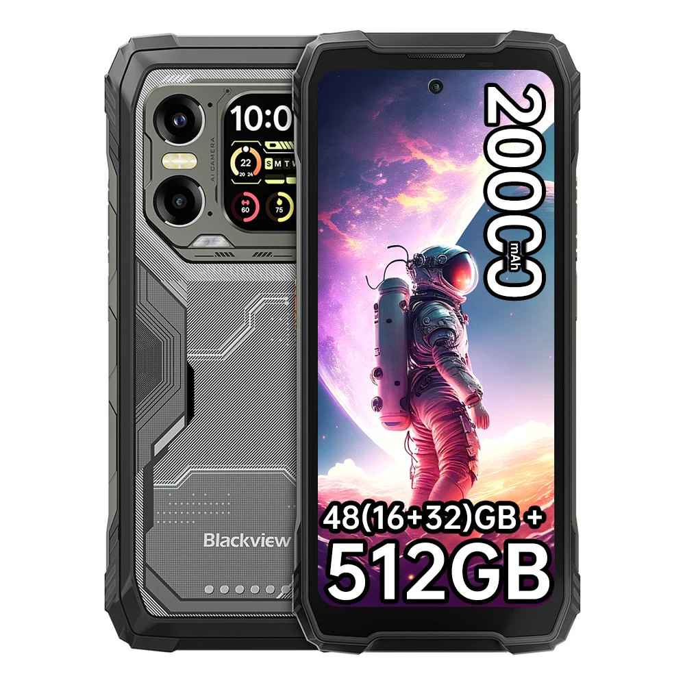 Blackview XPLORE 1 [Bez ładowarki UE] Wytrzymały Smartfon 5G 20000mAh 45W 48(16+32)GB + 512GB 6.78'' 2.4K Telefon Komórkowy Android 15 czarny