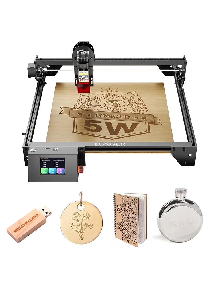 Długa Ray5 5W Laserowa Grawerka Ekran Dotykowy 3.5'' Offline Rzeźbienie Ultrafinezjunkowy Laser Skoncentrowany 32-Bitowy Chipset Ulepszalny Moduł Laserowy