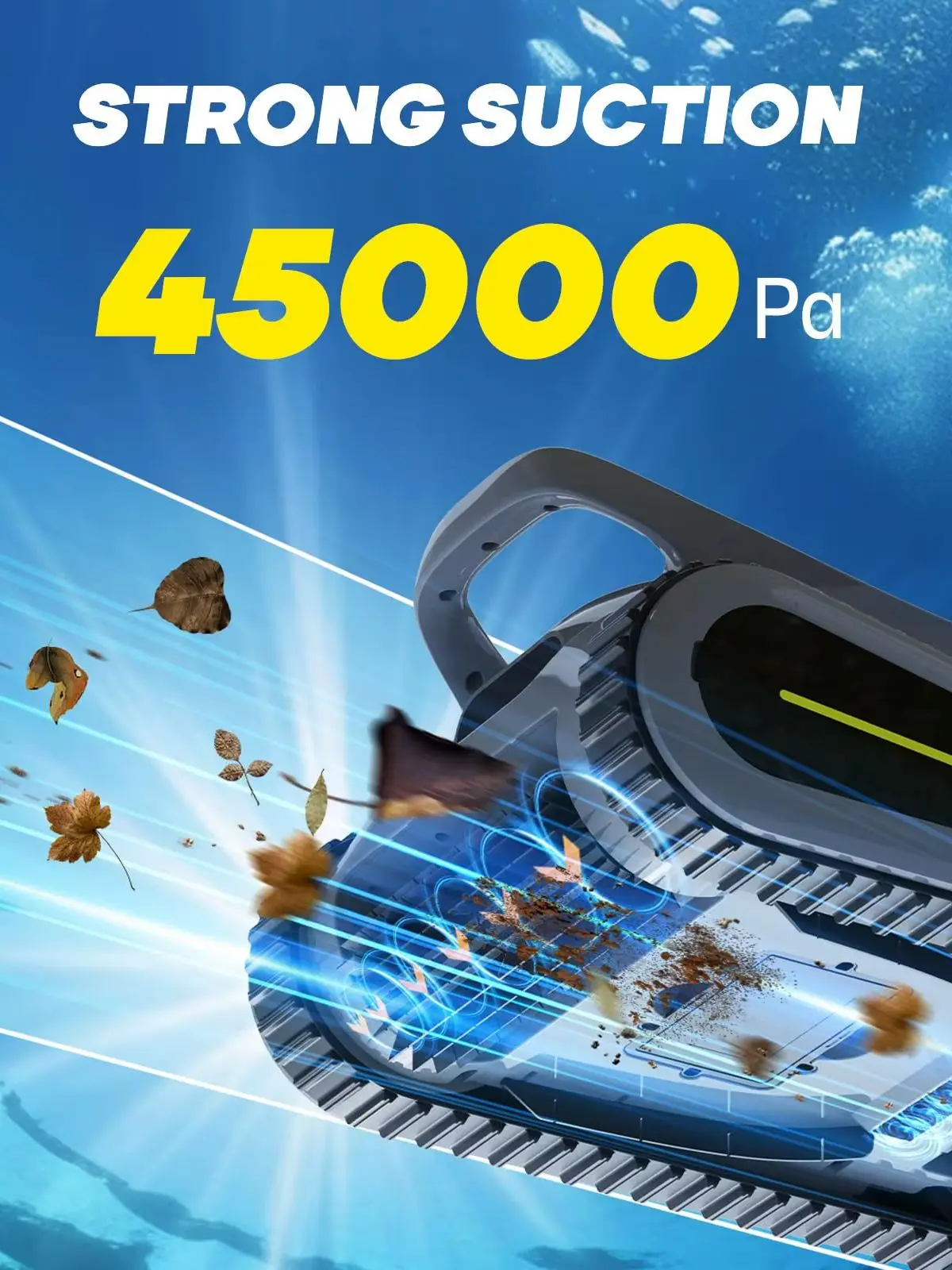 Robotyczny odkurzacz basenowy Seauto Crab Pro, mocne ssanie 45 000 Pa, wspinaczka po ścianach, odpowiedni do ścian i podłóg o powierzchni 2200 stóp kwadratowych