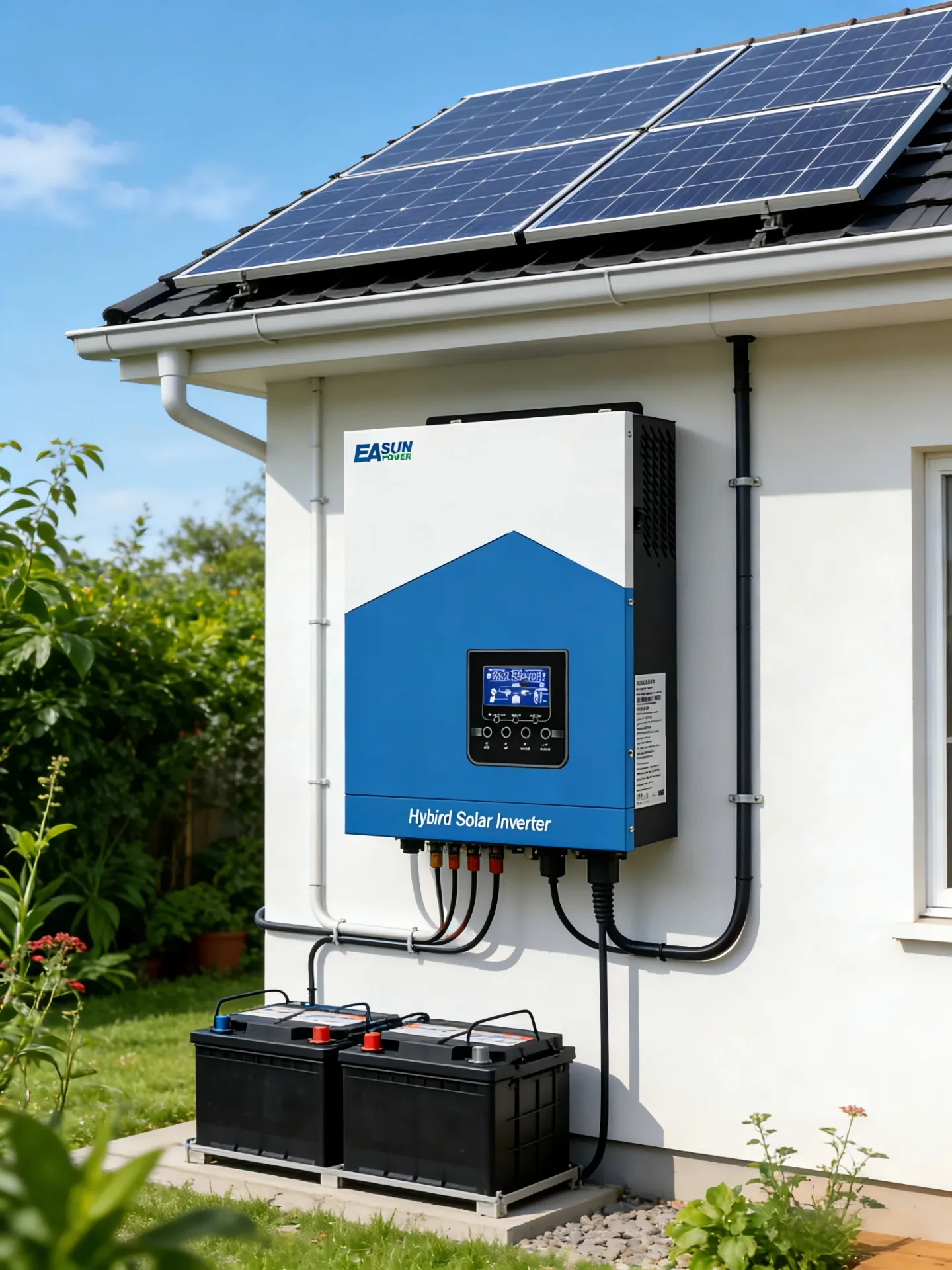 Inwerter hybrydowy solarny EASUN 2.2KW 12V 230V 80A z kontrolerem ładowania solarnego MPPT, wejście PV 450V, inwerter z czystą sinusoidą i WIFI