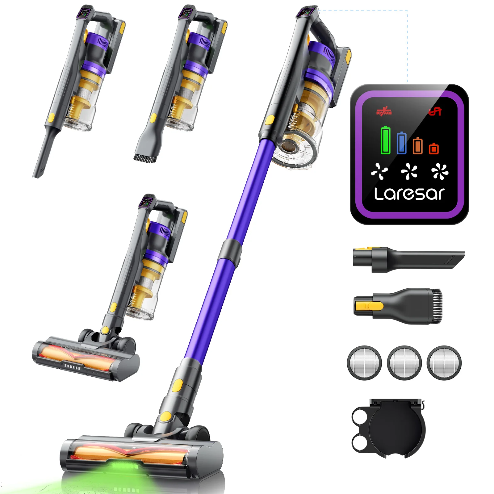 Odkurzacz bezprzewodowy Laresar X11, 550W, siła ssania 55000PA, ręczny, inteligentny, do domu, pochłaniacz kurzu, czas pracy 60 minut, zestaw 3 filtrów.