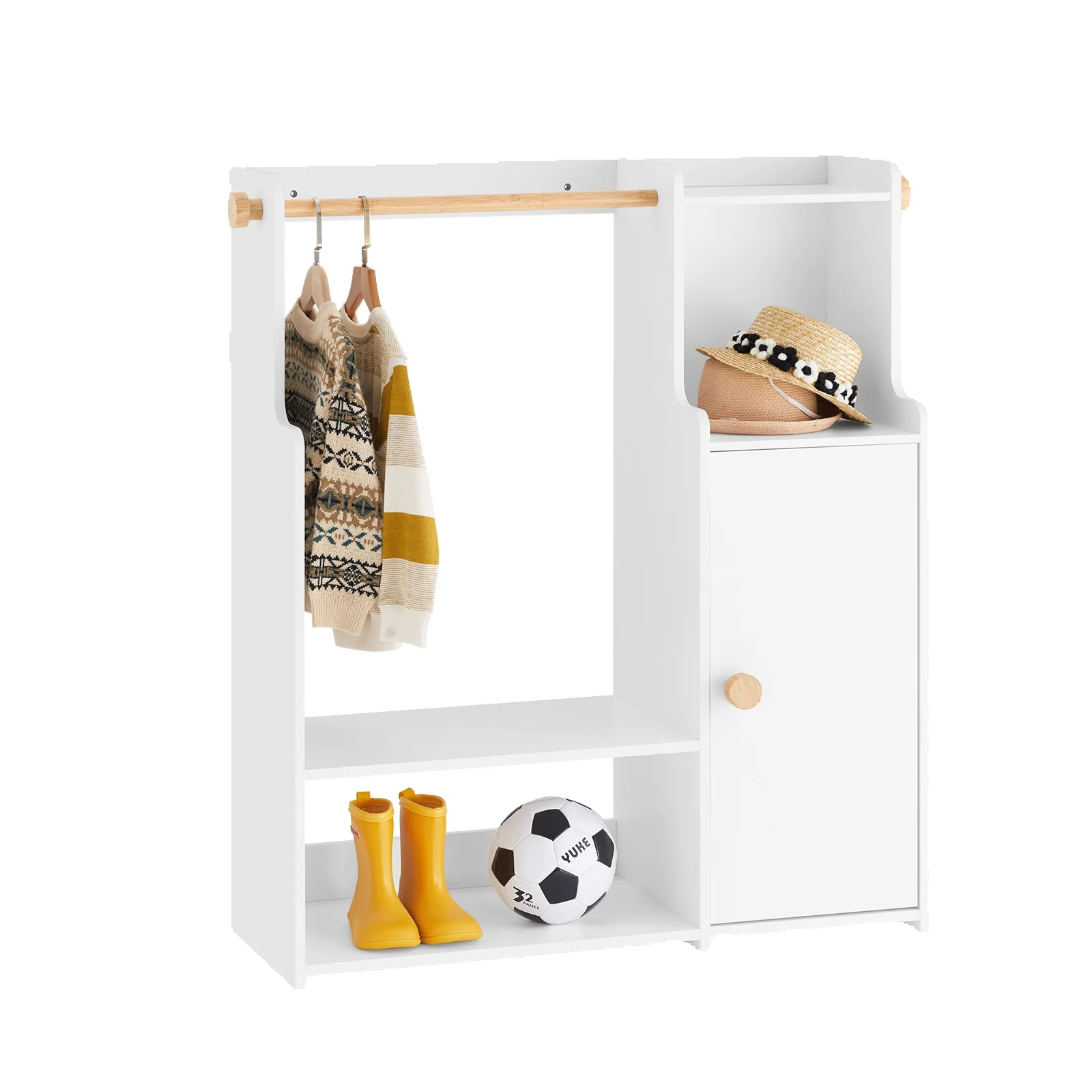 Szafa dziecięca SoBuy KMB110-W, regał dziecięcy z drzwiami, szafa regałowa, biała, 94x110x35