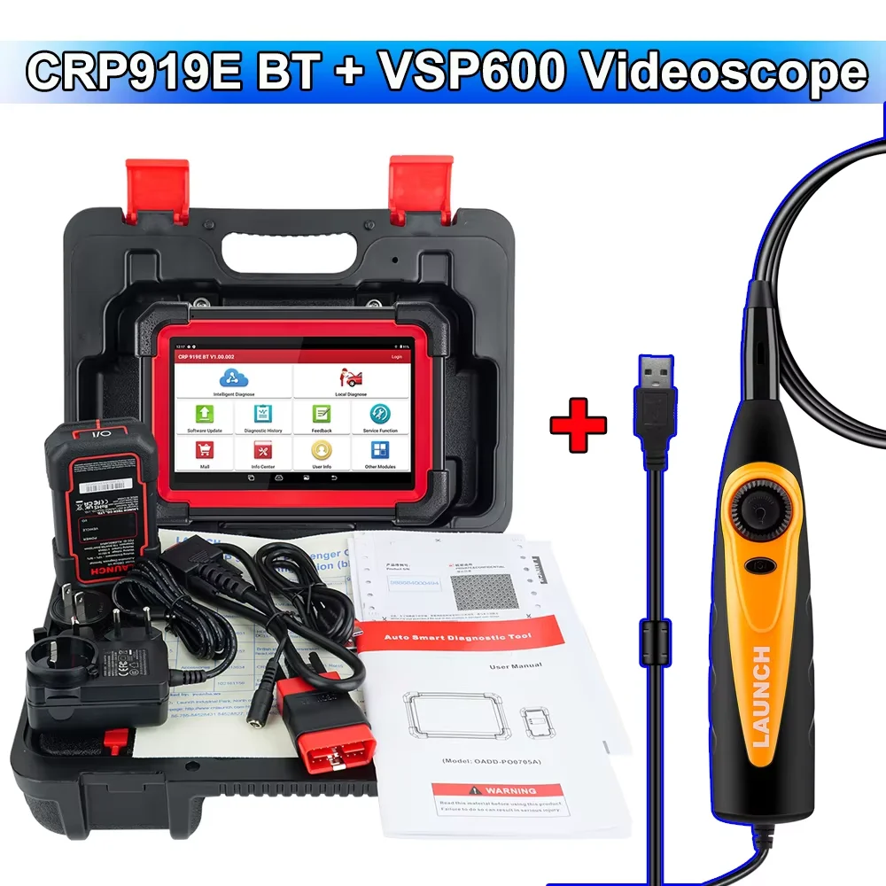 Skaner OBD2 Launch X431 CRP919E BT Bidirectional CANFD DoIP, narzędzie do diagnostyki samochodowej wszystkich systemów, FCA 35 Rest z wideoskopem VSP600