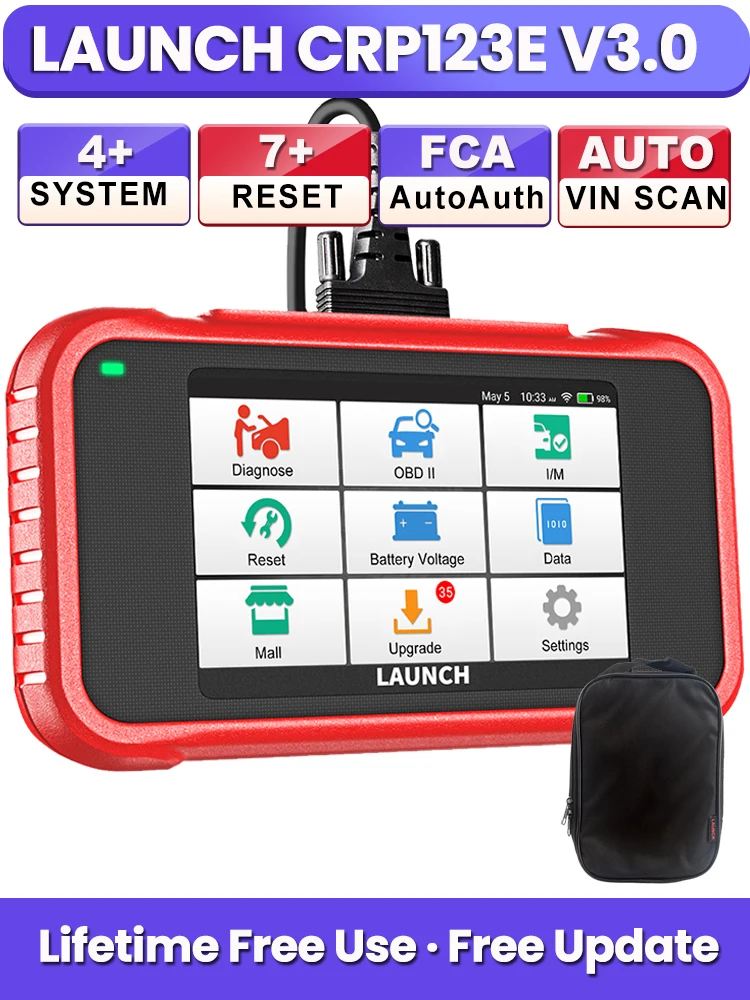 【Bezpłatna aktualizacja】 Nowy skaner OBD2 LAUNCH X431 CRP123E V3.0 z 2026 roku, narzędzie diagnostyczne do silnika, ABS, SRS, AT z 7 funkcjami resetowania.