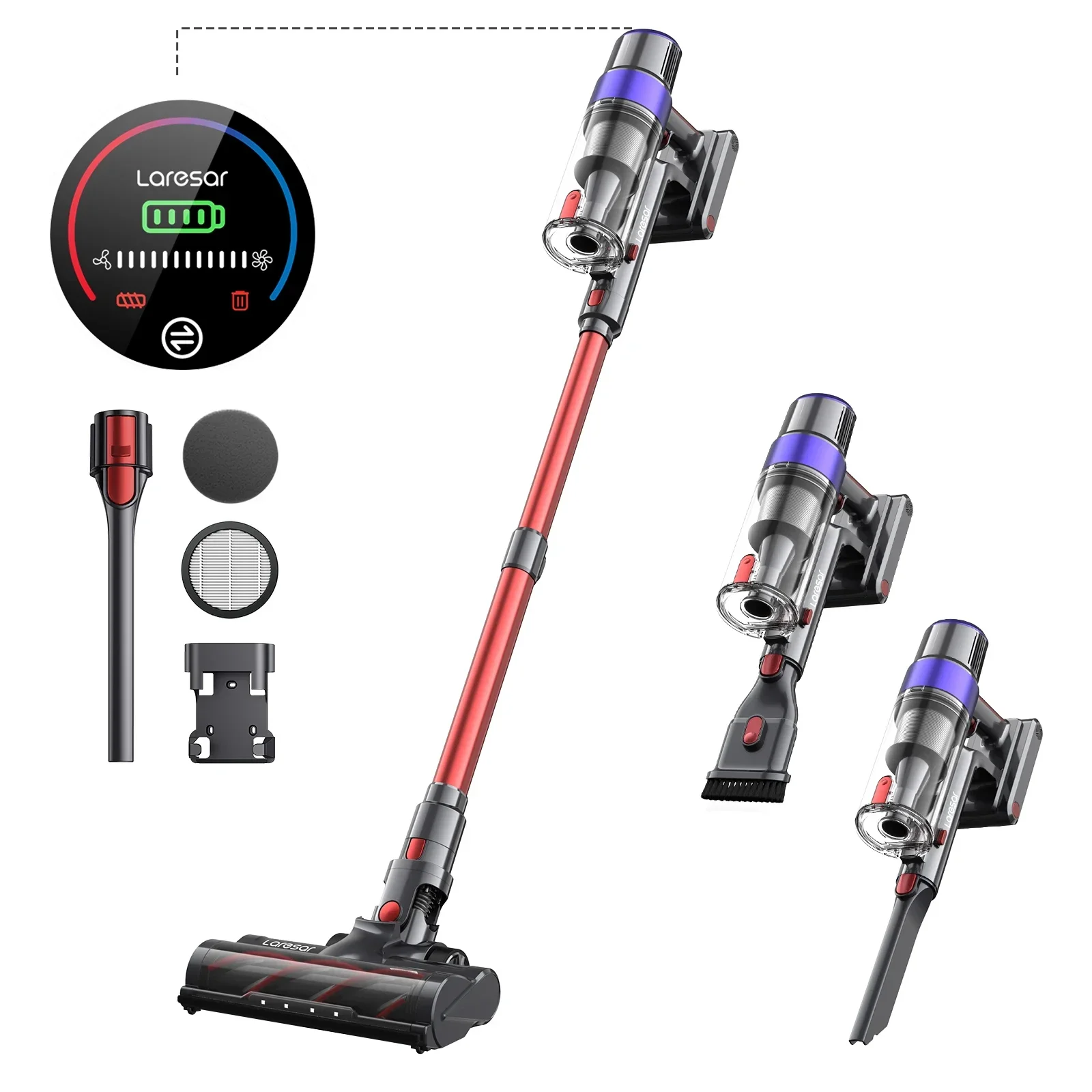 Odkurzacz bezprzewodowy Laresar V8, ręczny, samochodowy, 48000PA, 500W, 60 minut pracy, urządzenie domowe, bezprzewodowy, odłączany akumulator, silnik bezszczotkowy.