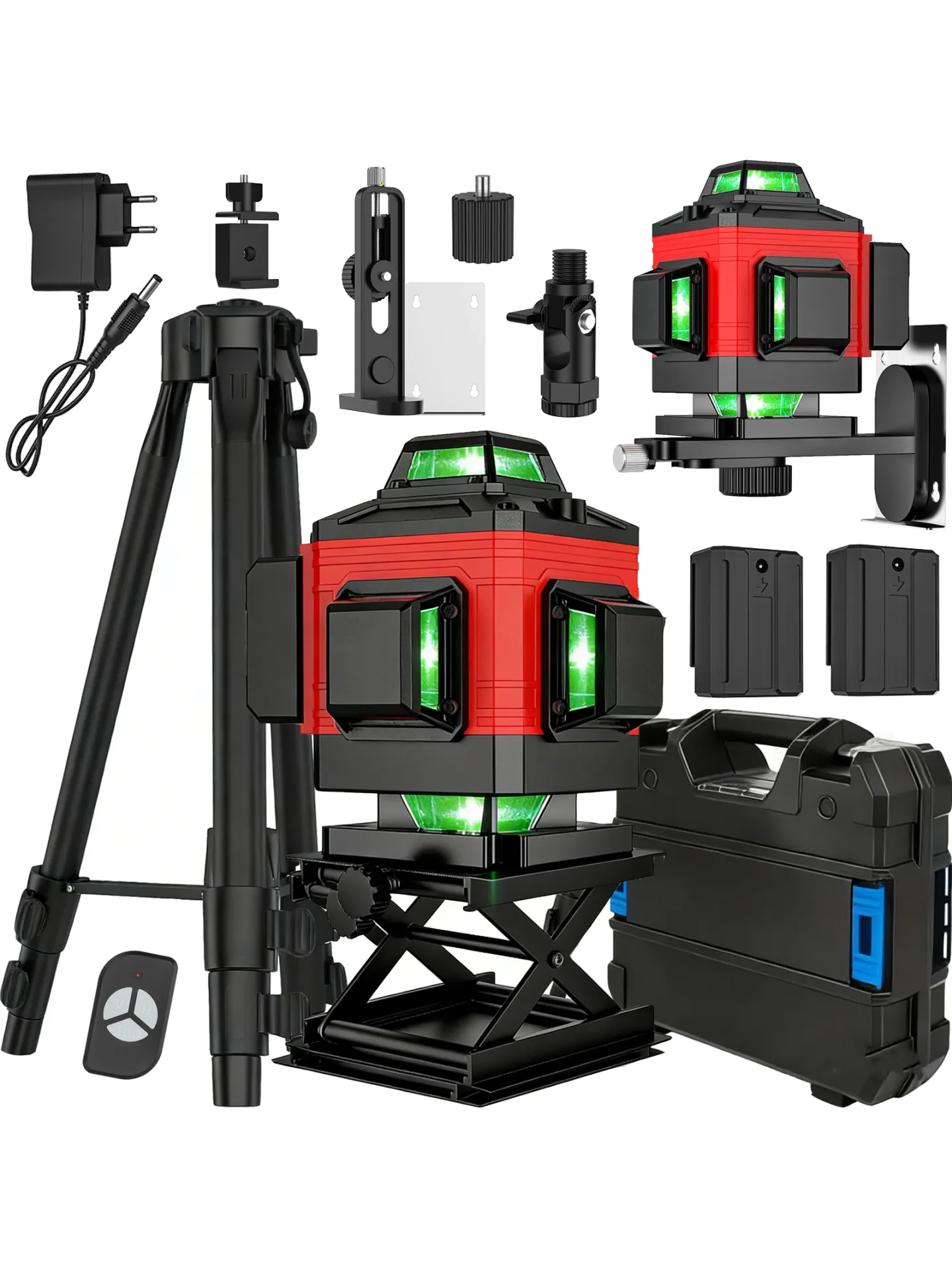 Poziomica laserowa 4D z 16 liniami, model 3 ° Narzędzie do poziomowania z funkcją samopoziomowania, wszechkierunkowa naklejka do oznaczania linii na podłogę/ścianę ze statywem.