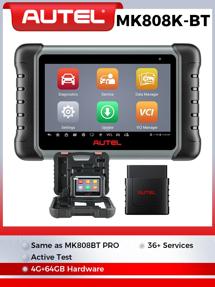 Autel MaxiCOM MK808K-BT MK808KBT Bluetooth OBD2 Skaner Pełny Dwukierunkowy Narzędzia Diagnostyczne Czytnik Kodów Taki Sam jak MK808BT Pro
