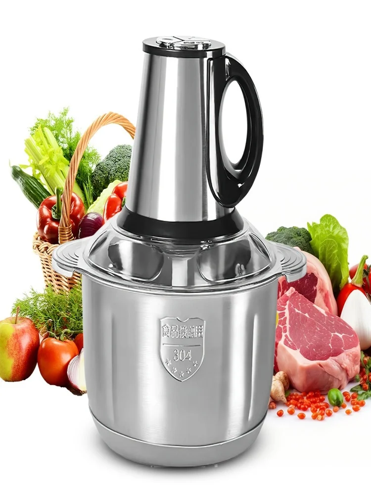 Elektryczna maszynka do mielenia mięsa, rozdrabniacz ze stali nierdzewnej, robot kuchenny 5L, urządzenie do robienia puree z czosnku, blender, sprzęt kuchenny o dużej pojemności.