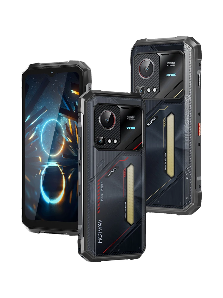 HOTWAV Hyper 7S Wytrzymały Telefon 5G Android 15 Smartphone 4GB 256GB 10800 20W 6.6'' Ekran 120Hz Telefon Komórkowy z Super Lampą Kempingową Hyper 7S Black