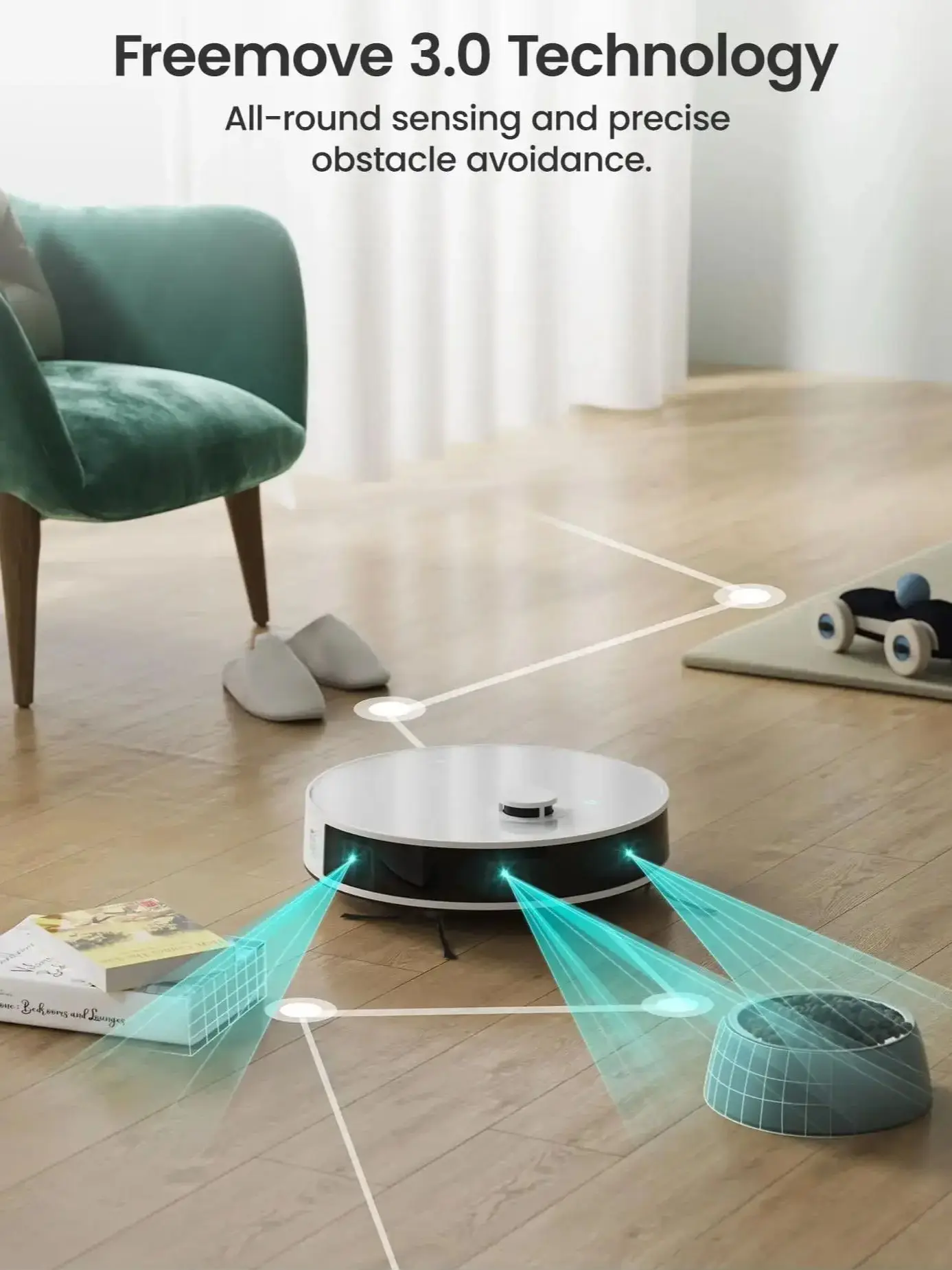 Robot ssący Lefant N3 4000Pa i zestaw mopa sonicznego, precyzyjne mapowanie za pomocą czujników Lidar i dToF, ultradźwiękowe wykrywanie dywanów