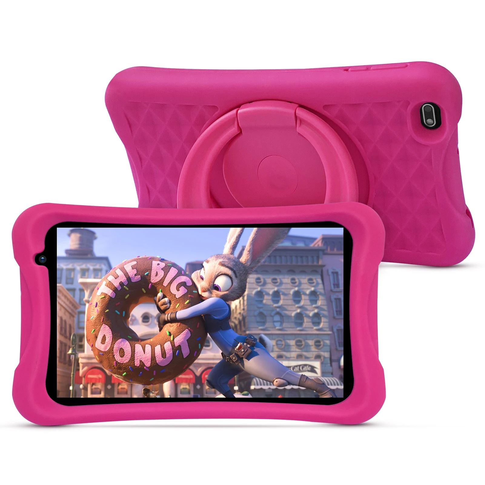 PRITOM 8-calowy tablet dla dzieci z systemem Android, 2 GB RAM + 64 GB ROM, czterordzeniowy procesor, 5000 mAh, WiFi, podwójna kamera, Bluetooth, tablet dla maluchów