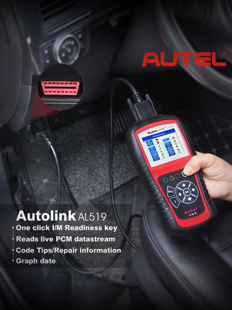 Autel AL619 AL519 skaner obd2 narzędzie diagnostyczne do samochodu czytnik kodów Automotriz ABS,SRS motoryzacyjny skaner diagnostyczny EOBD narzędzie skanujące