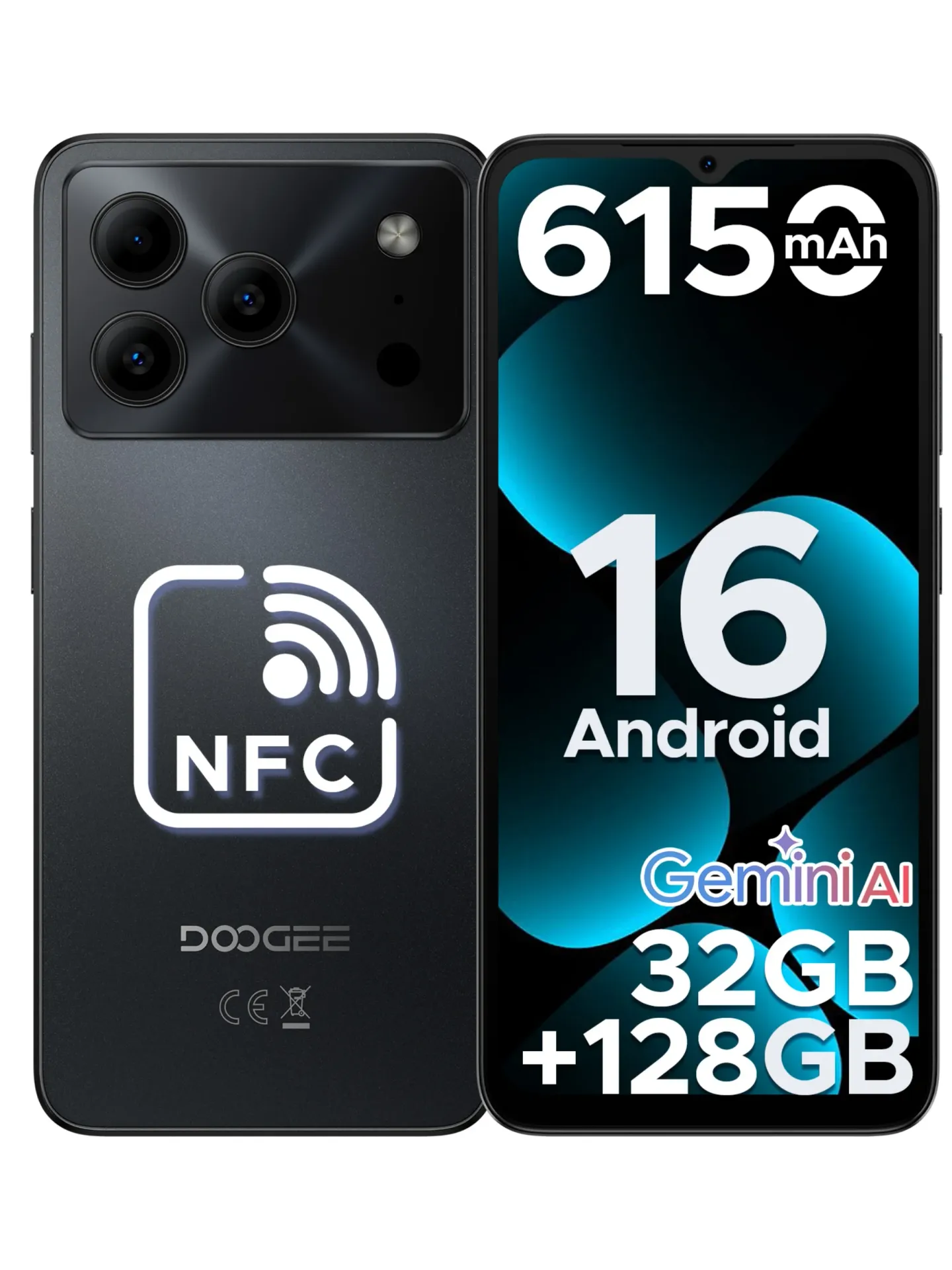 Smartfon DOOGEE Note56 Pro Android 16 32GB+128GB Bateria 6150mAh Ekran 6.56'' 90Hz Gemini AI NFC Widevine L1 Telefon komórkowy