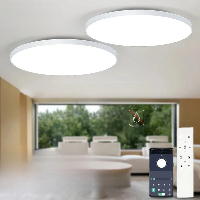 MARPOU Inteligentna Lampa Sufitowa Duży Rozmiar LED 80W Lampy Sufitowe z Pilotem APP Ściemnialna Oprawa Domowa do Salonu Łazienki