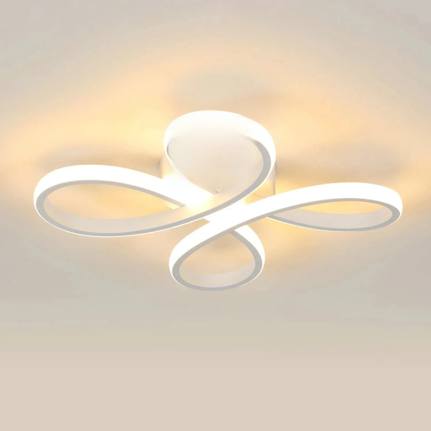 Nowoczesna lampa sufitowa LED, lampa sufitowa 30W 3400 lm, akrylowe oświetlenie sufitowe w kształcie kwiatu do sypialni, ciepłe światło 3000K