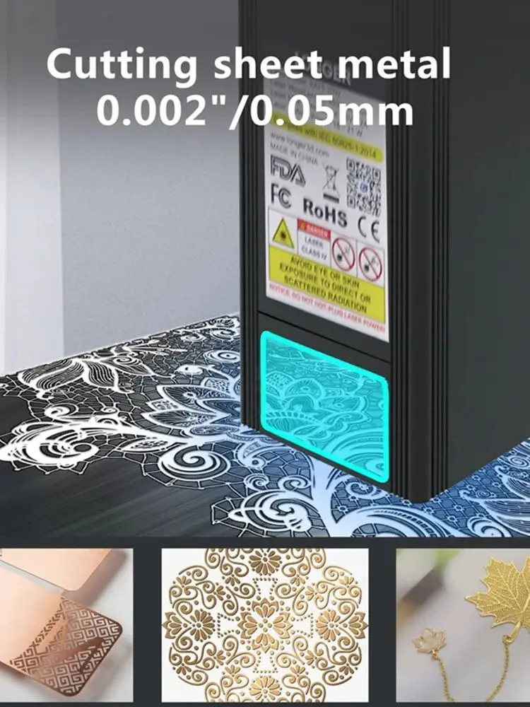 Laserowa grawerka LONGER RAY5 20W, 375*375mm, punkt laserowy 0,08*0,1mm, kolorowy ekran dotykowy 3,5 cala, chipset 32-bitowy, połączenie z aplikacją