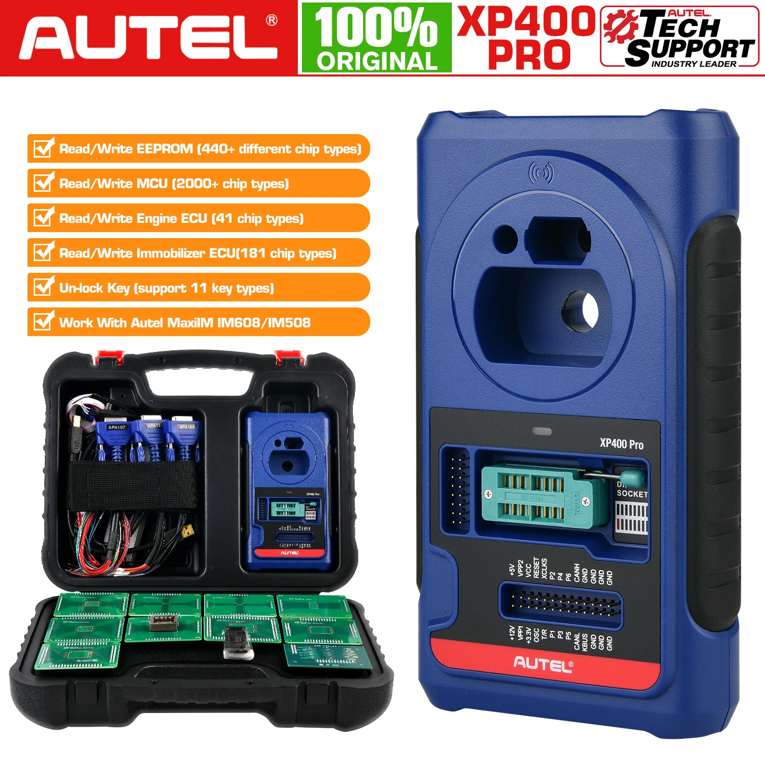Programator kluczy Autel XP400 Pro współpracujący z IM508/ IM608/ IM608 Pro, narzędzie do programowania kluczy i chipów, ulepszona wersja XP400.