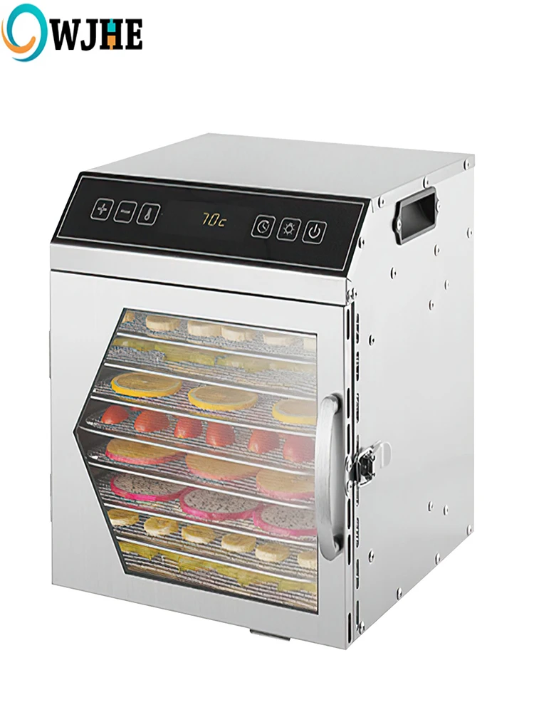 Suszarki OWJHE do żywności i mięsa suszonego z 24-godzinnym timerem i oświetleniem, 12 warstw, 12 suszarek, 800W, 40-90 ℃ Suszarka do warzyw i owoców