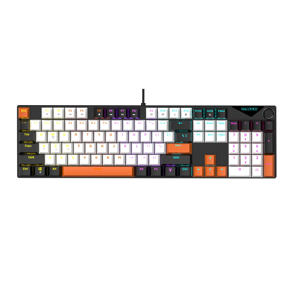 AJAZZ NK104 Pełnowymiarowa przewodowa klawiatura mechaniczna do gier, klawisze o profilu OEM, z możliwością wymiany podczas pracy, do gier na PC i biura Red Linear Switches