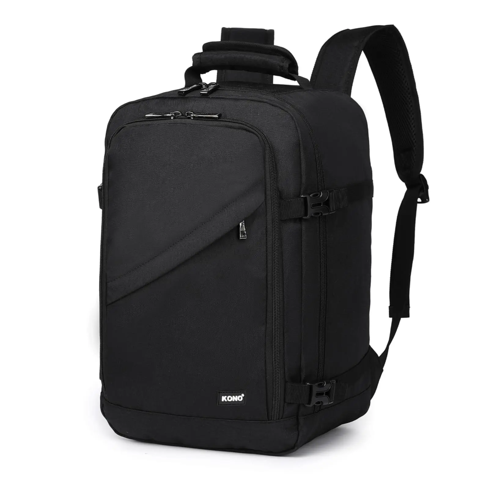 Torba Kabinowa Kono 40x20x25 cm do Ryanair Pod Siedzenie Bagaż Podręczny Plecak, Rozmiar Kabinowy 20L Czarny Minimalistyczny