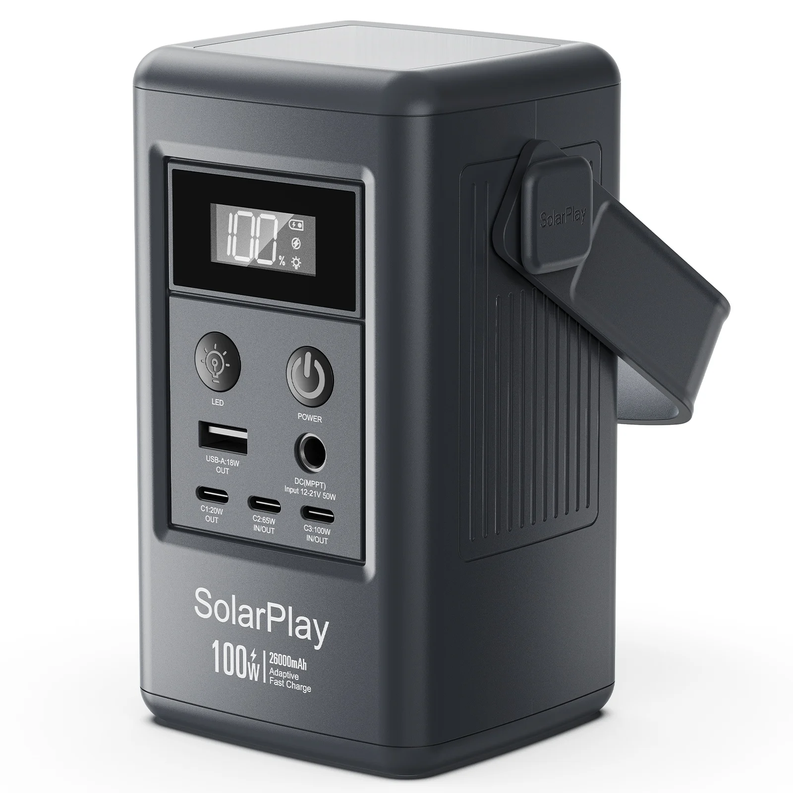 SolarPlay 100W Mini Generator Solarny 25000mAh Przenośny Power Bank do Kempingu na Zewnątrz, Stacja Zasilania, Szybka Ładowarka do Laptopa i Telefonu