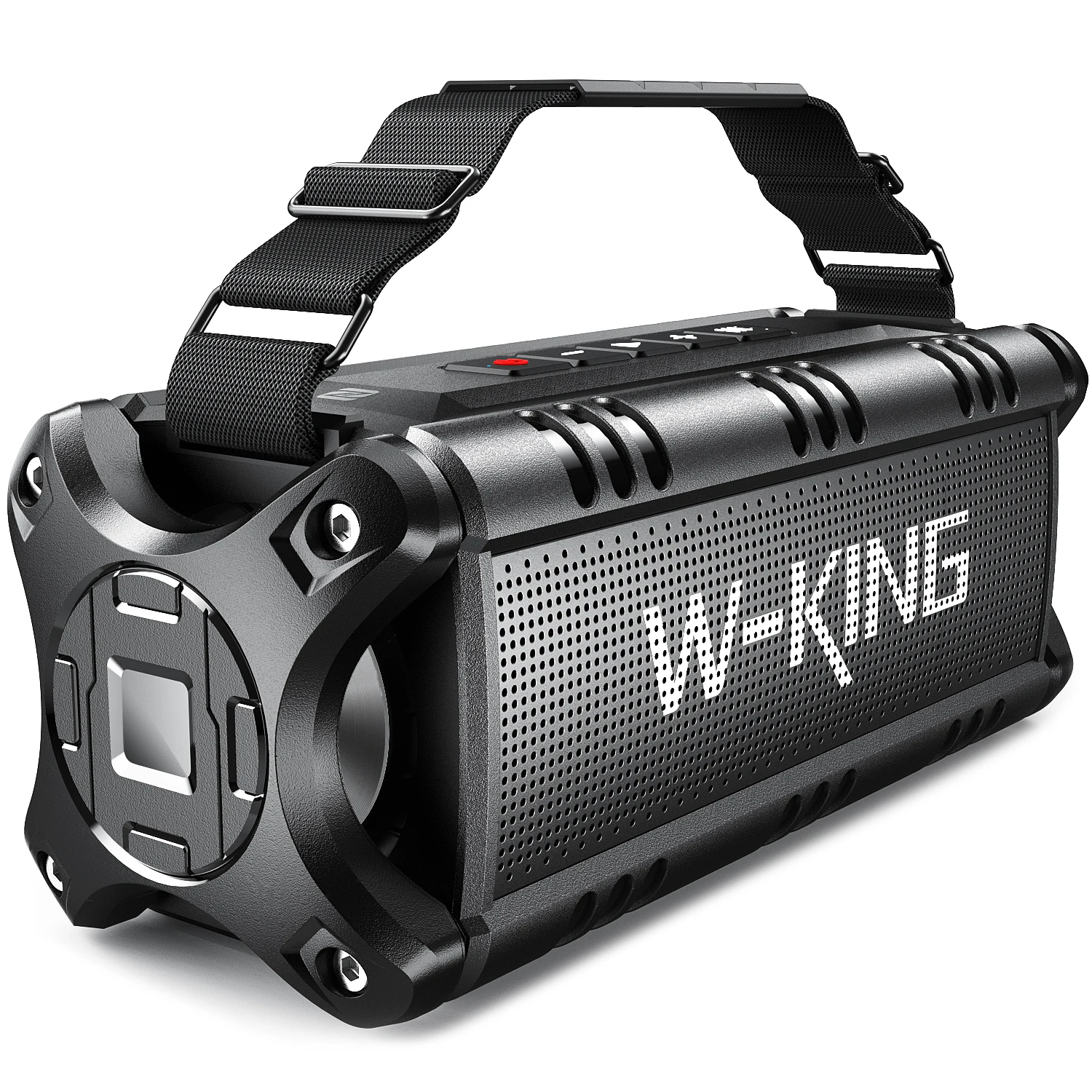 Głośnik Bluetooth W-KING D8, 50W RMS, wodoodporny IPX6, bezprzewodowy głośnik Bluetooth, duży przenośny głośnik imprezowy do domu, na zewnątrz, na plażę, do basenu czarny