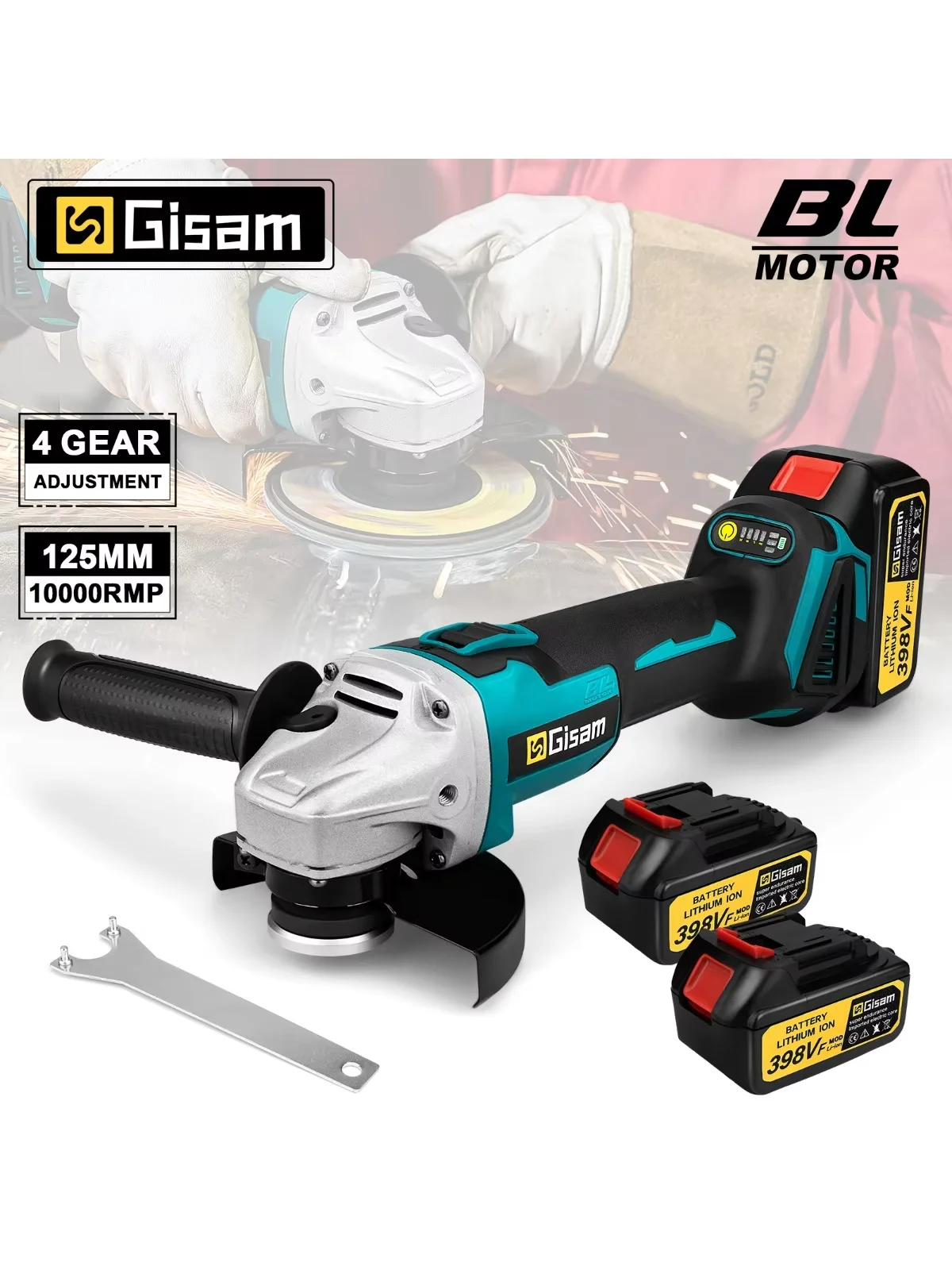 Gisam 125MM bezszczotkowa elektryczna szlifierka kątowa o zmiennej prędkości M14 maszyna do cięcia narzędzie do obróbki drewna dla Makita 18v Pin akumulatora