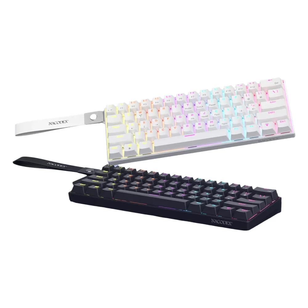 AJAZZ NK61 Przewodowa mechaniczna klawiatura gamingowa z czerwonymi przełącznikami i 61 klawiszami, plug and play, DIY, odpowiednia do gier i pracy biurowej. Wired