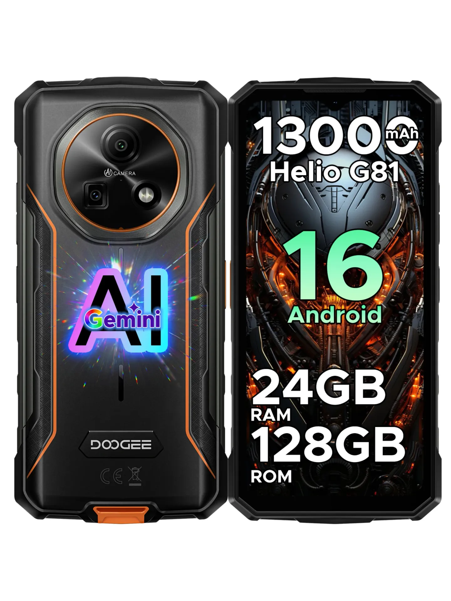 DOOGEE Fire 5 Pro Wytrzymały Telefon Komórkowy 24GB 128GB 6.6