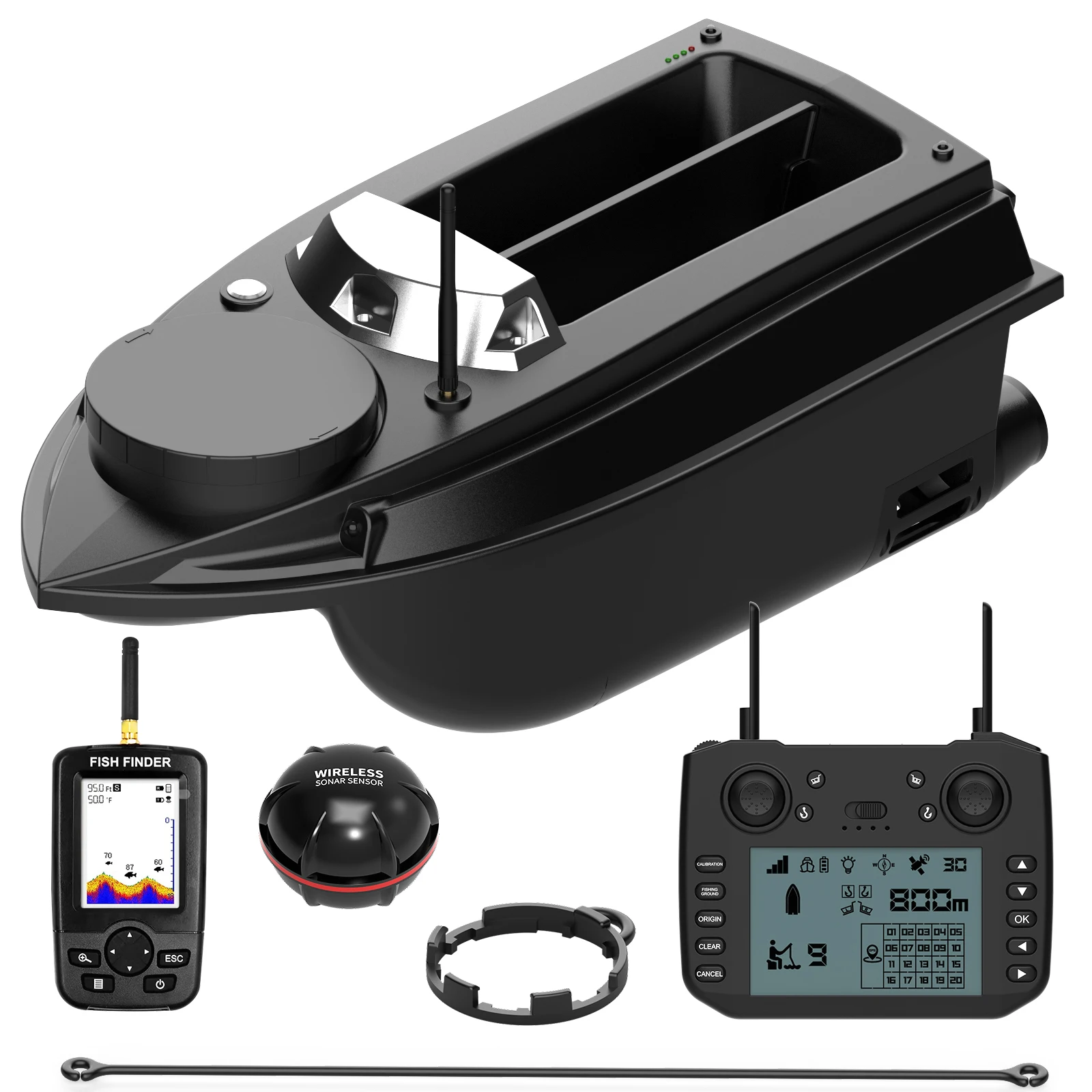 LOKEEVAN V030 RC Łódka Zanętowa do Łowienia Karpia GPS, Duży Rozmiar 9 Stref Łowiskowych 12V Szybki GPS Echosonda Łódka do Zanęty z Funkcją Trawienia i Budowania Gniazd
