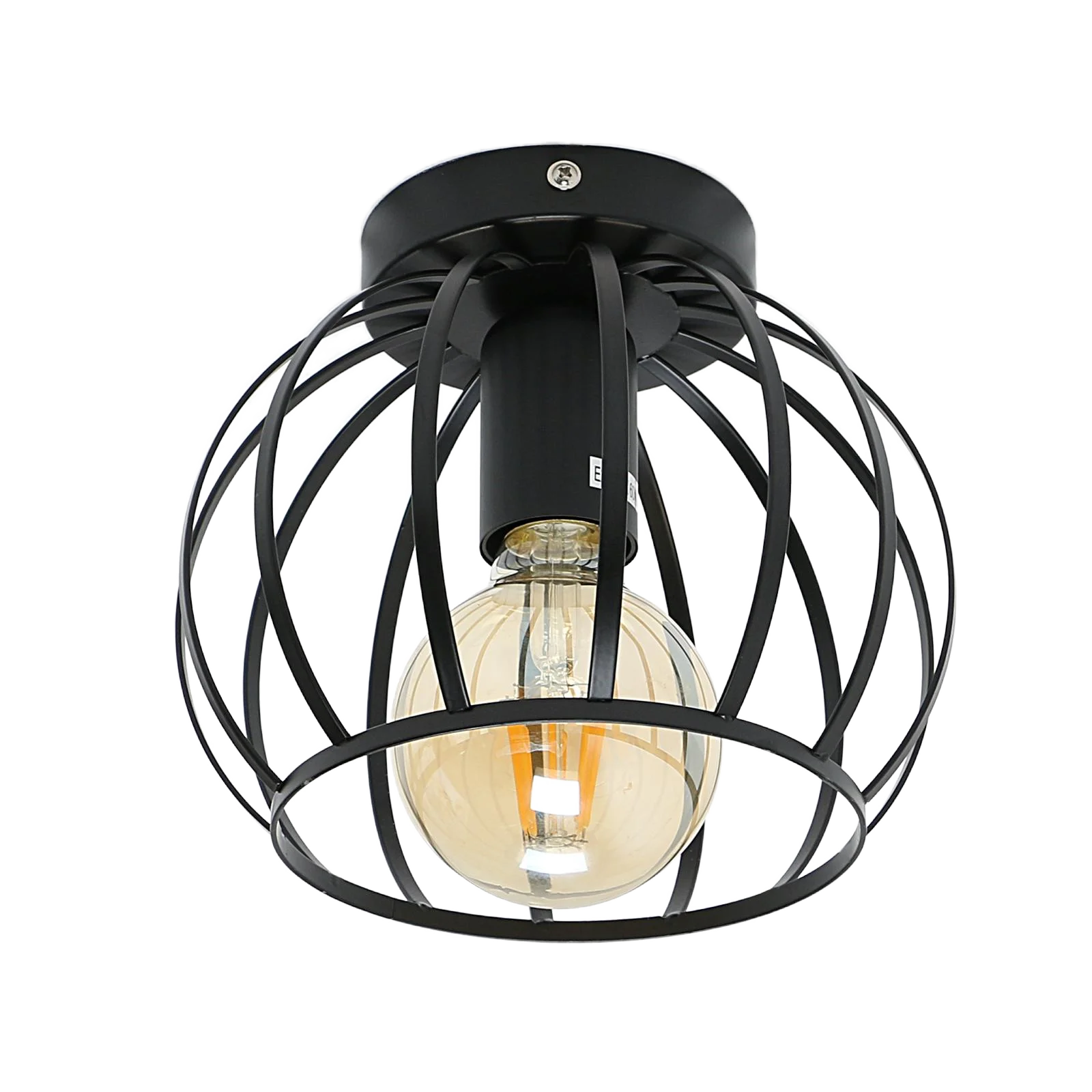 Czarne lampy sufitowe do przedpokoju: przemysłowa lampa sufitowa w stylu retro z metalowym kloszem, podstawa E27