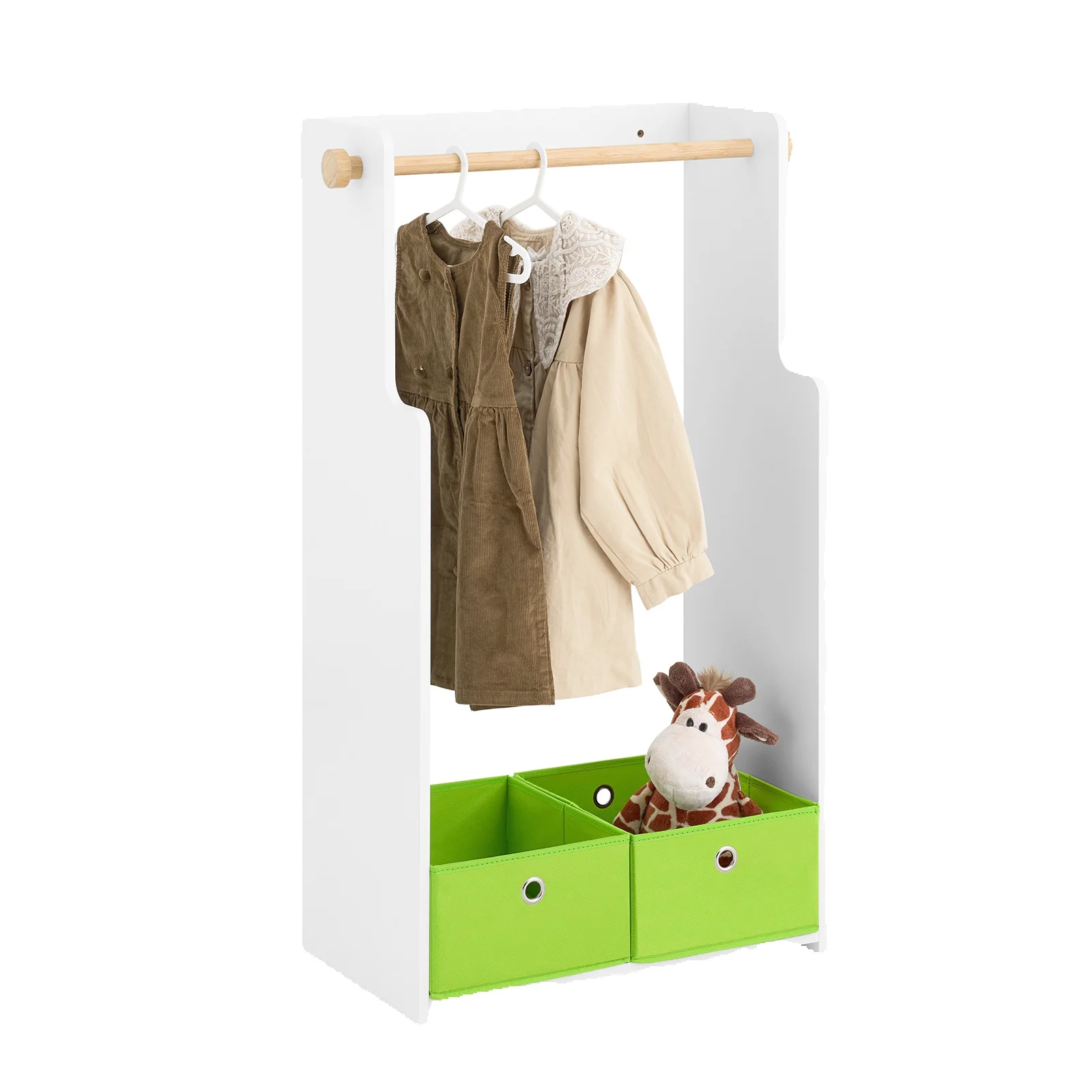 SoBuy KMB109-W szafa dziecięca z 2 haczykami i szafką boksującą oraz półką do pokoju dziecięcego 60x110x35cm