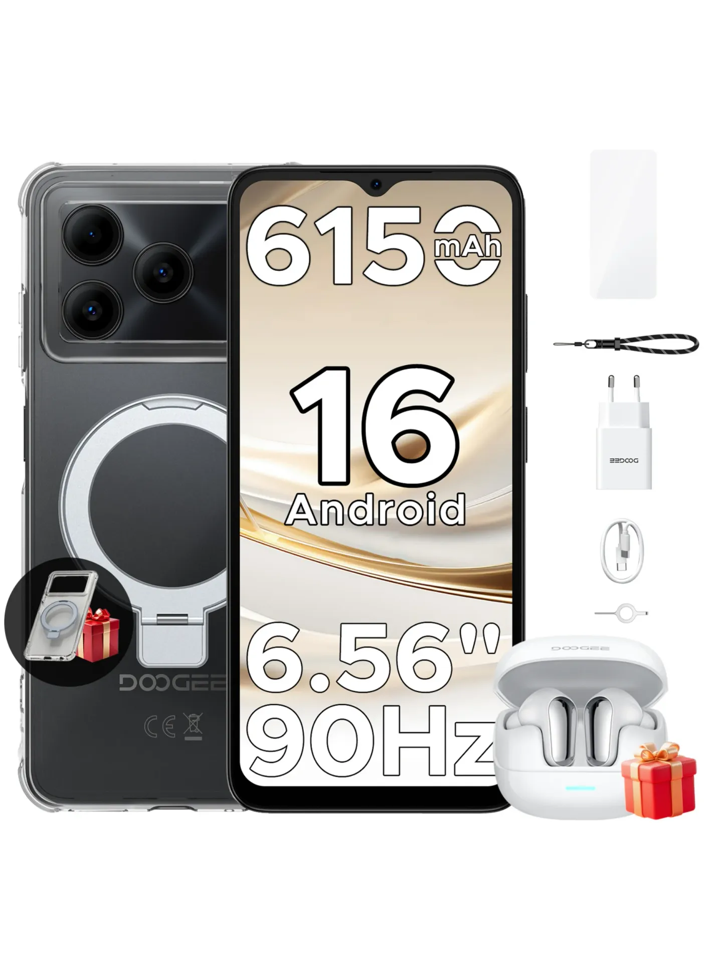 DOOGEE Note 56 Android 16 Smartfon z dużą baterią 6150mAh, ekran 6.56