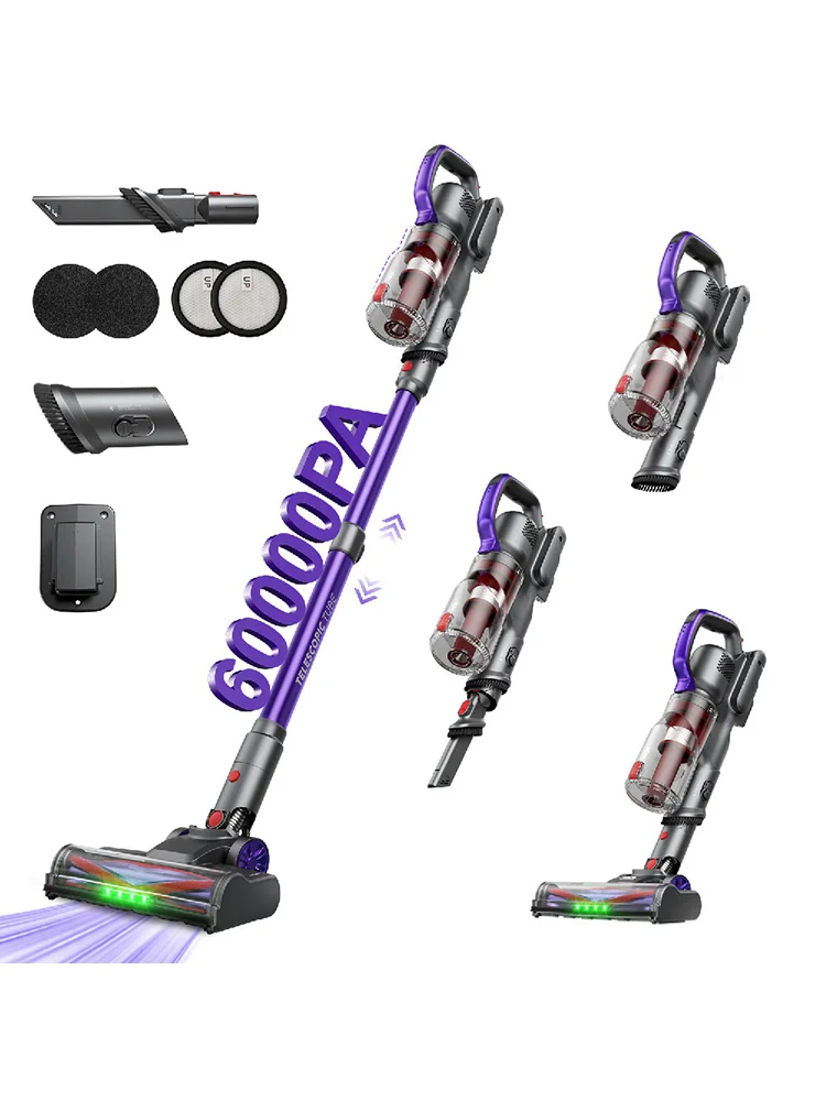 Odkurzacz bezprzewodowy Erabros EV3, moc ssania 500W 60Kpa, czas pracy 60 minut, samostojący, inteligentny odkurzacz bezprzewodowy do domu, odkurzacz ręczny.