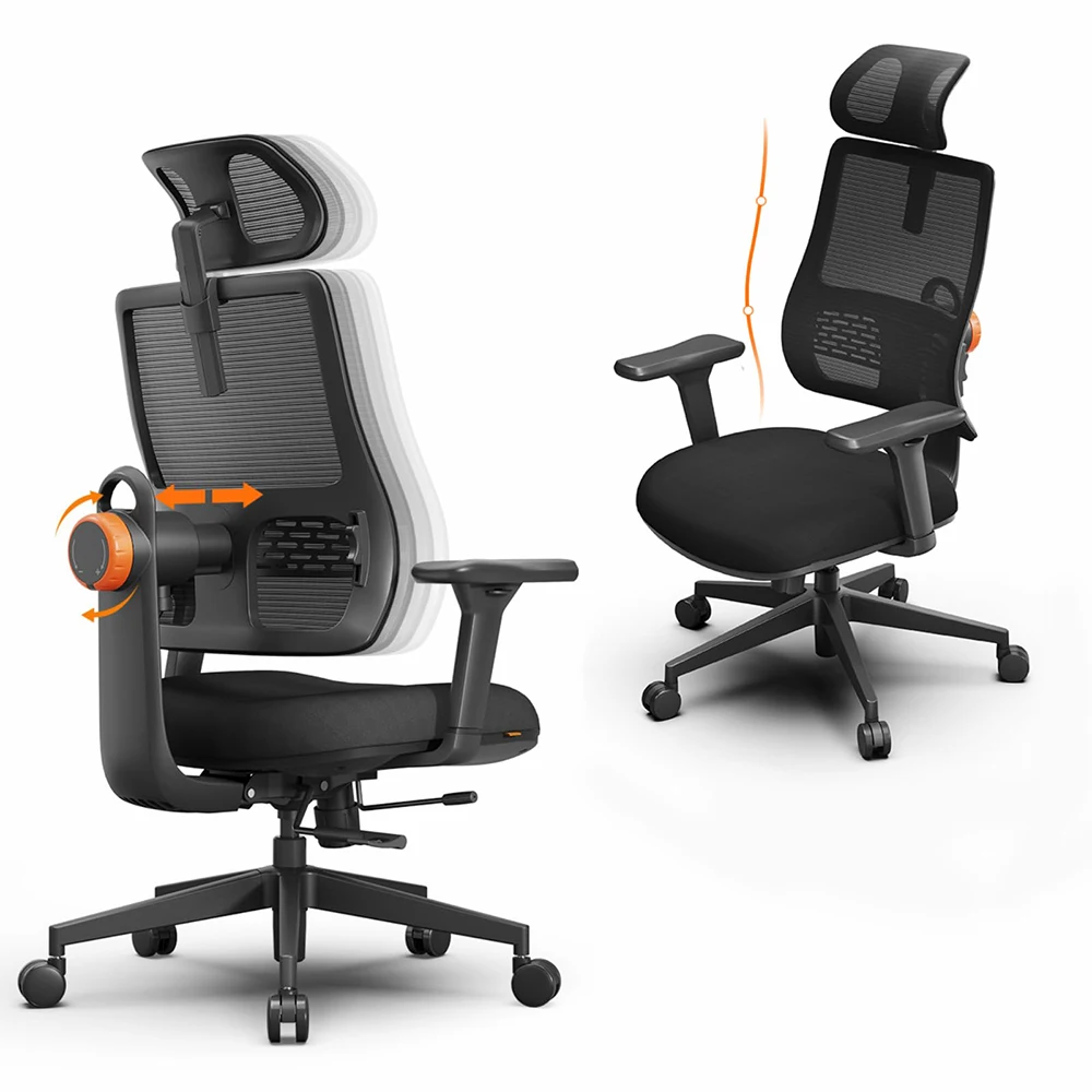 NEWTRAL MAGICH003 Krzesło Ergonomiczne, Automatycznie Przystosowujące się do Postawy Oparcie, Regulowana Głębokość Siedziska, Adaptacyjne Podparcie Dolnej Części Pleców, 3D