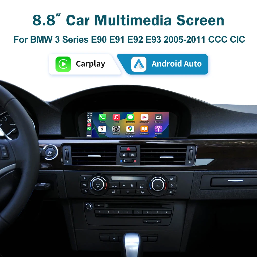 8.8'' Bezprzewodowy CarPlay Android Auto do BMW Serii 3 5 E60 E61 E90 E91 E92 E93 System CCC CIC Ekran Multimedialny