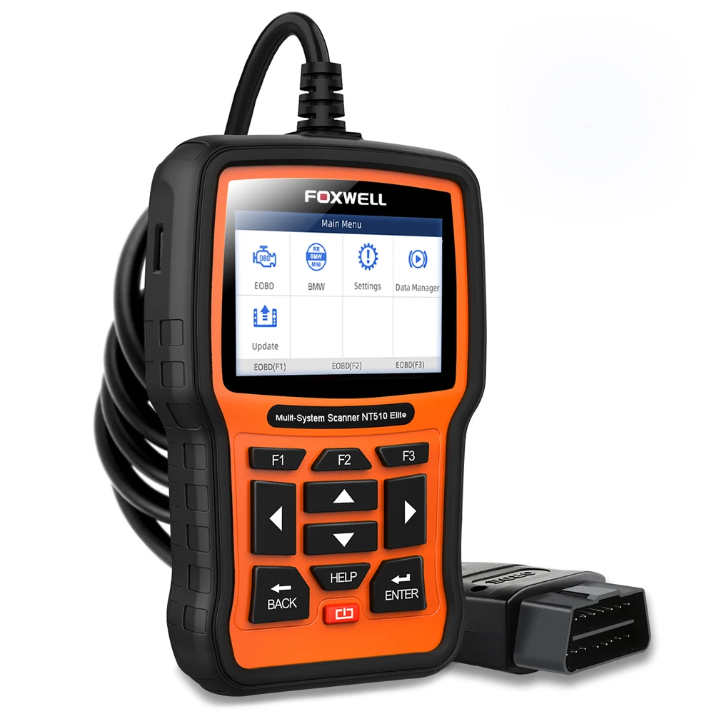 FOXWELL NT510 Elite Skaner OBD2 Diagnostyczny do Wszystkich Systemów, Czytnik Kodów, Test Aktywny, Kodowanie ECU, Reset EPB BMS TPMS, Narzędzie Diagnostyczne OBD2 do Samochodów