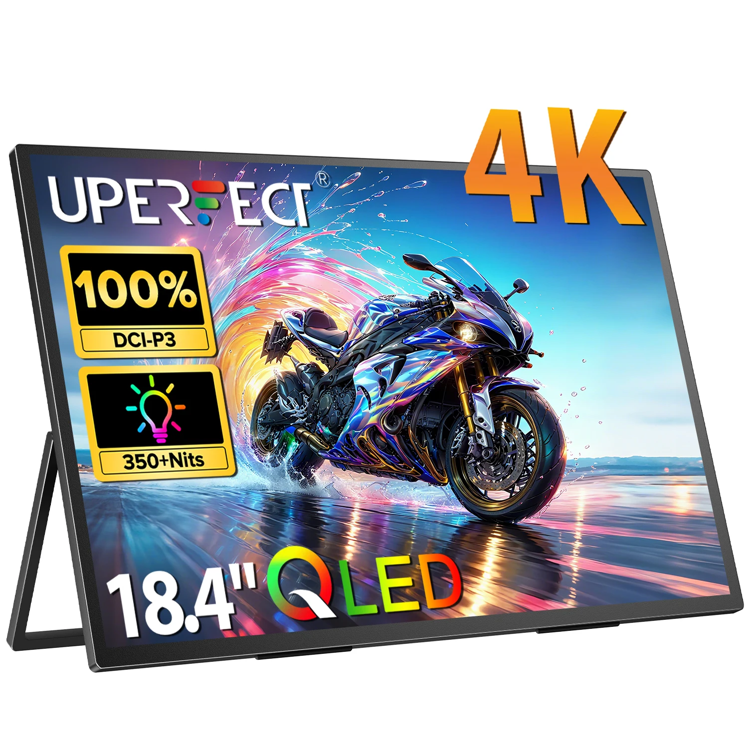UPERFECT 18,4-calowy przenośny monitor 4K QLED z HDMI USB C 3.1 do XBOX PS5, ekran do gier ultrawide, wyświetlacz do PC, Mac, telefonu, rozszerzający ekran