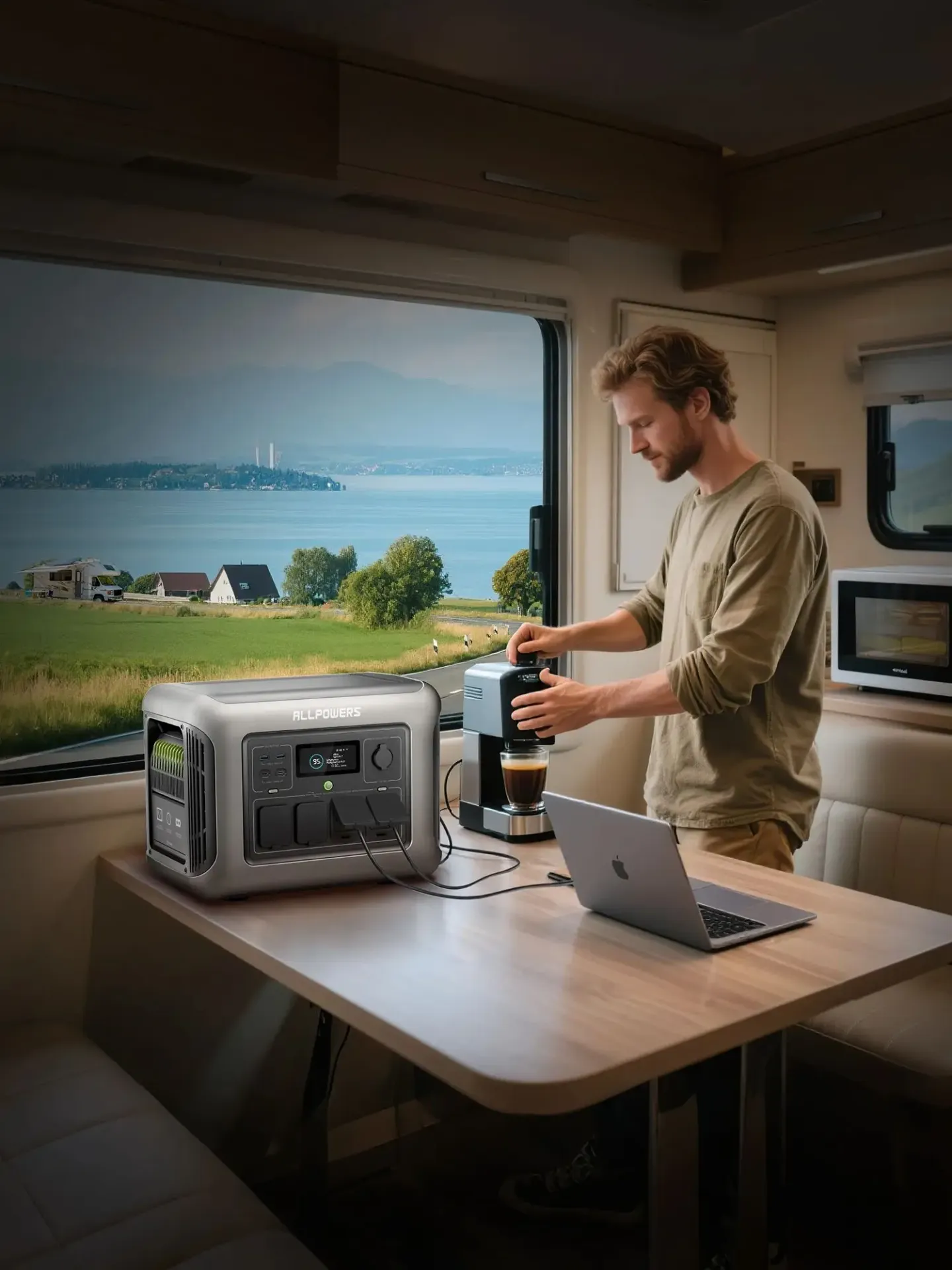 ALLPOWERS R1500 LITE Przenośna Stacja Zasilania 1056Wh Bateria LiFePO4 Generator Solarny z Panelem Solarnym 100W 200W do Użytku Zewnętrznego i w Kamperach