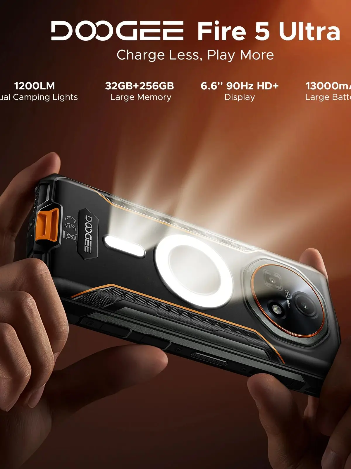 DOOGEE Fire 5 Ultra Dual Lampki Kempingowe Wytrzymały Telefon 6.6