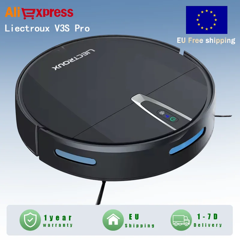 Robot sprzątający LIECTROUX V3S Pro z silnikiem bezszczotkowym, inteligentnym mapowaniem i odkurzeniem o mocy 4kPa, inteligentny odkurzacz i mop z funkcją Wi-Fi do domu.