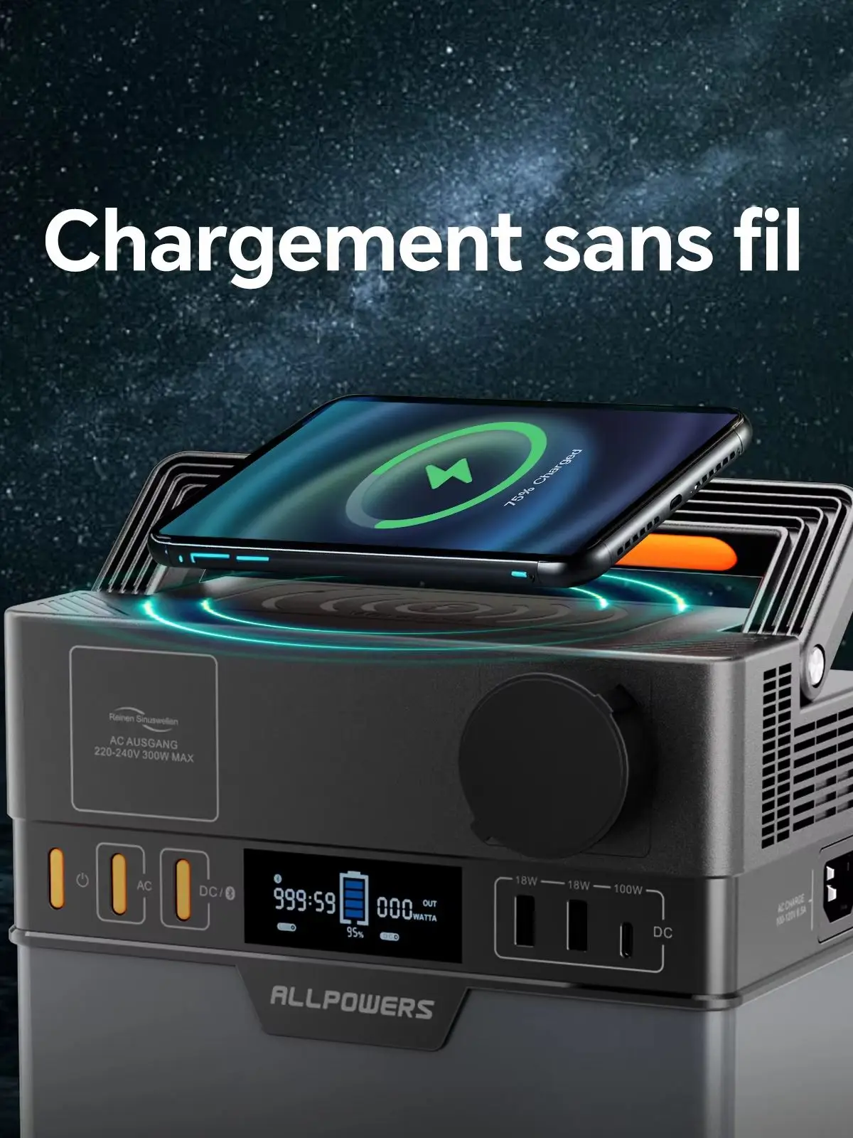 ALLPOWERS S300 PLUS 300W Przenośna Stacja Zasilania 288Wh 78000mAh Generator Solarny z Bezprzewodowym Ładowaniem do Kempingu, Kamperów, Domu, Imprezy