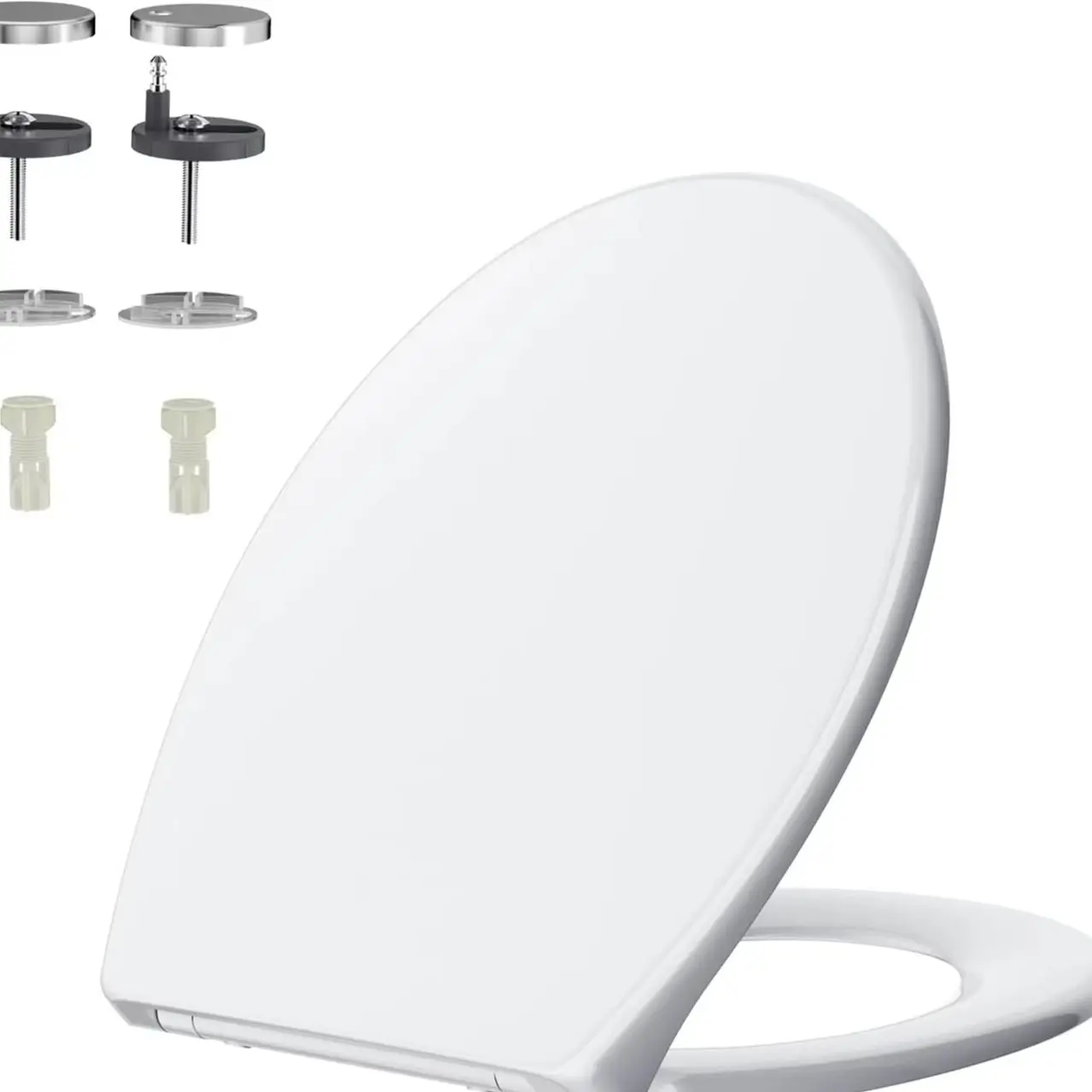 Nakładka na sedes Nano Glaze, wysokiej jakości duroplast, automatyczne spłukiwanie, ergonomiczna nakładka na sedes, nieżółknąca, uniwersalna nakładka na sedes, biała nakładka na sedes z funkcją