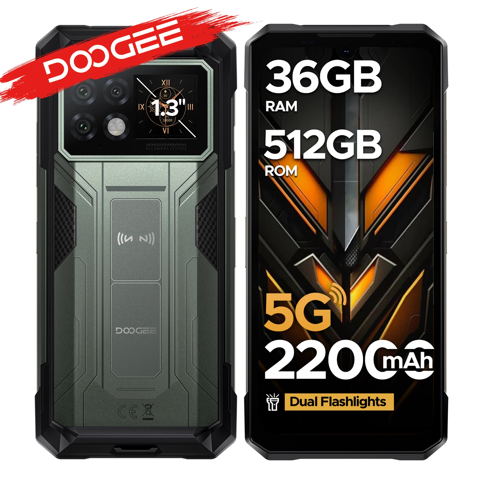 DOOGEE S200 Max 5G Wytrzymały Telefon Komórkowy Bateria 22000mAh 1.3