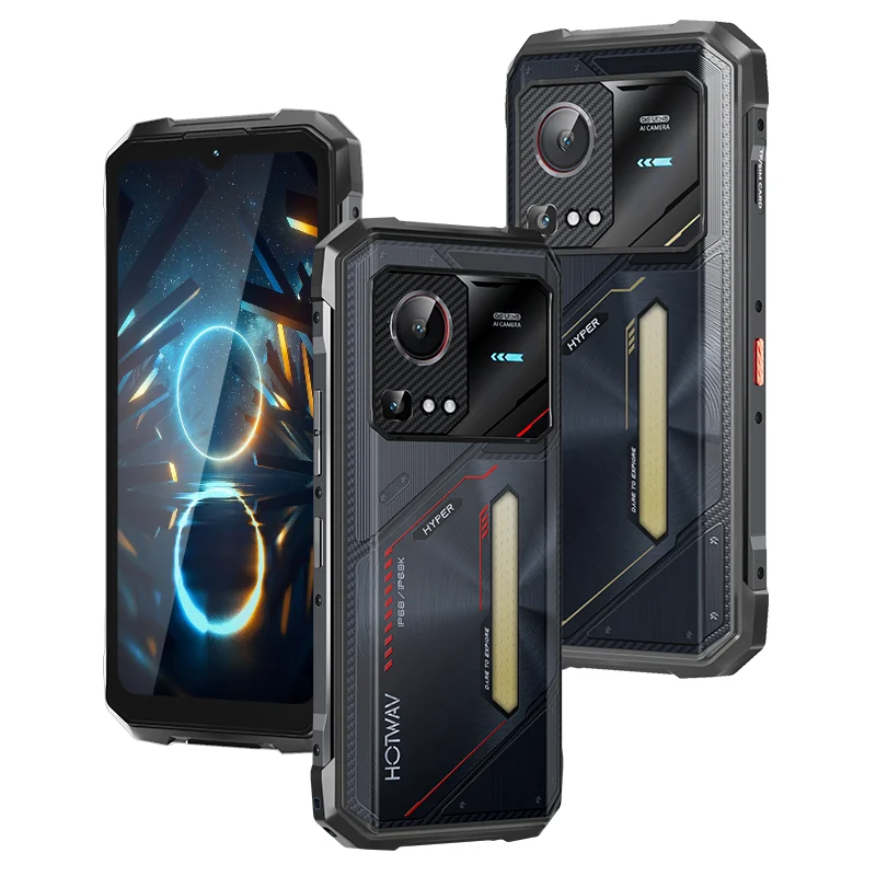 HOTWAV Hyper 7S Wytrzymały Telefon 5G Android 15 Smartphone 4GB 256GB 10800 20W 6.6'' Ekran 120Hz Telefon Komórkowy z Super Lampą Kempingową Hyper 7S Black